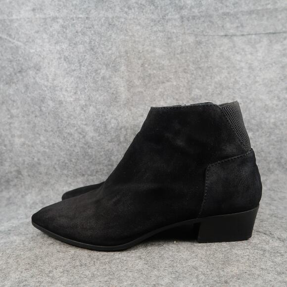 Aquatalia Shoes Womens 8 Booties Franca Ankle Boot Leather Almond Toe Black Zip - Picture 4 of 15